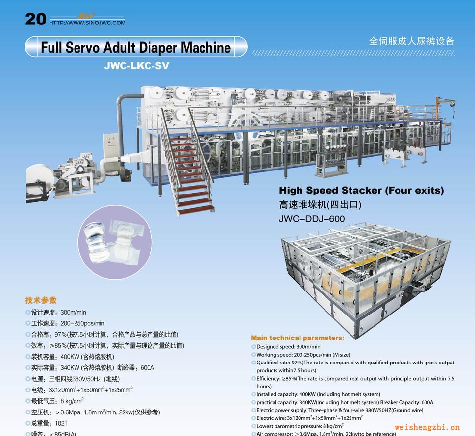 全伺服成人尿褲生產(chǎn)線、紙尿褲機(jī)、訓(xùn)練褲生產(chǎn)線（JWC-LKC-SV)